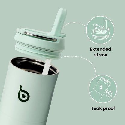 Bottle Bottle Insulated Water Bottle 700Ml(24Oz) with Straw and Lid Stainless Steel Sports Travel Gym Water Bottles Metal Drink Flask with Handle for Man and Women (Light Green)