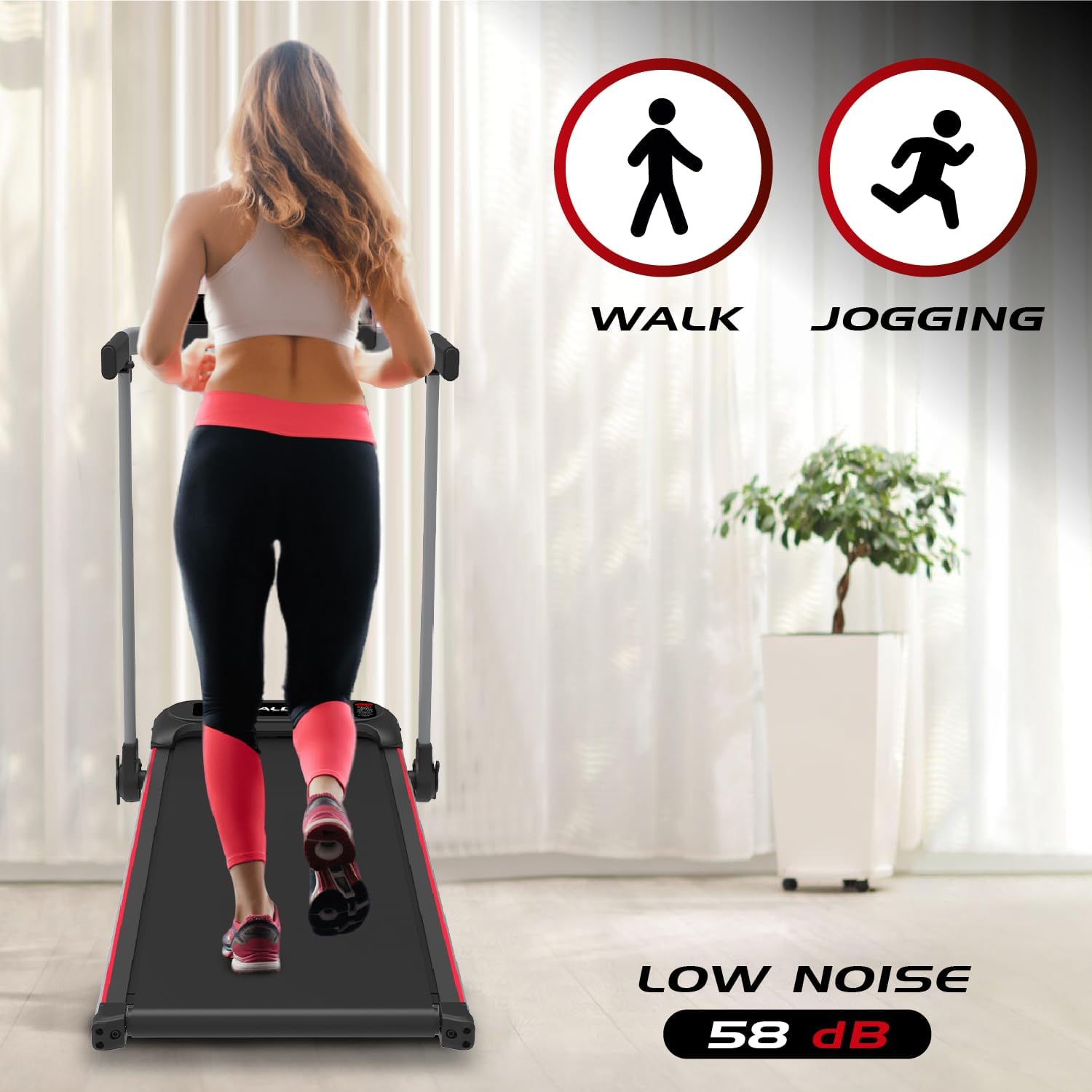 Compact Folding Electric Treadmill with LCD Display - 10 Km/H, 1-2.5PS, 6/12 Workout Programs