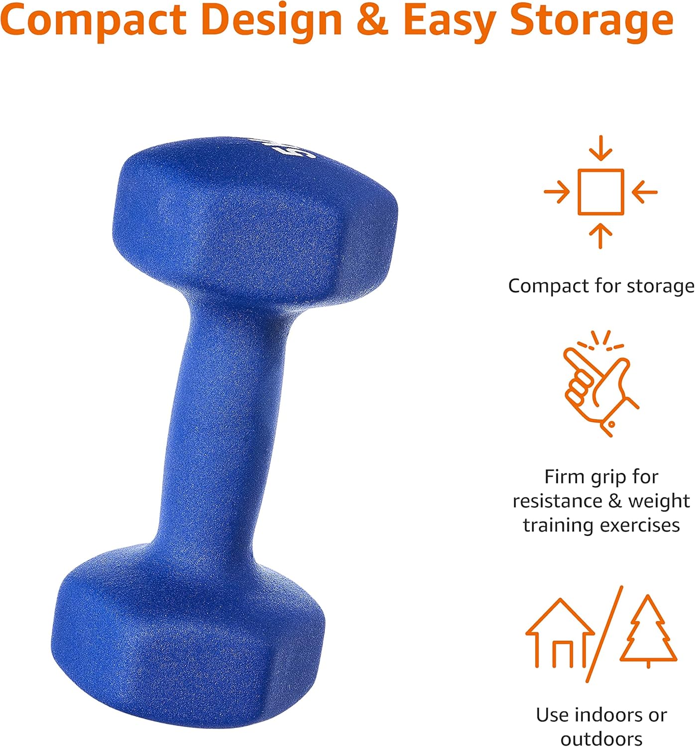 Neoprene Dumbbell Pair, 10Kgs 2 X 5 Kg, Blue