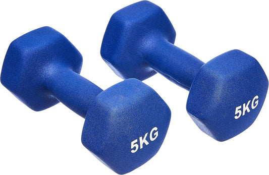 Neoprene Dumbbell Pair, 10Kgs 2 X 5 Kg, Blue